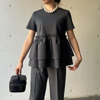 8-158   グレー　半袖Ｗフリルトップス　Ｍ