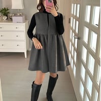 11-177   グレーウール混　ノッチジレ   フリー(Ｍ)