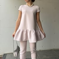 6-027    マカロンピンク　ホイップチュニック　キャップスリーブ　Ｍ