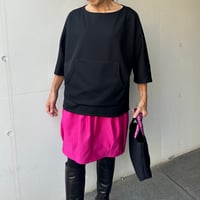 10-071  黒ハニカム　七分ドルマンスリーブトップス　ポケット　Ｍ　サンプル