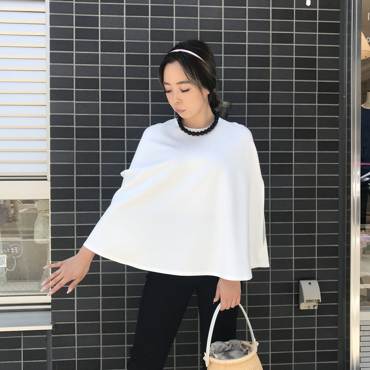 7-116 白ポンチョ フリー（L） | capriciousmie