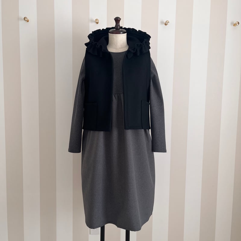 12-048 グレー 長袖ドールワンピース L | capriciousmie