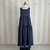 5-053     デニム風　ティアードワンピース　マキシ　Ｍ