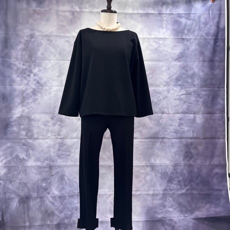 10-070  黒ハニカム　七分トップス　Ｍ　サンプル