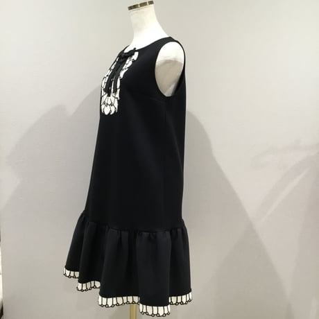 1080  黒クララワンピース 上下 モチーフ ML
