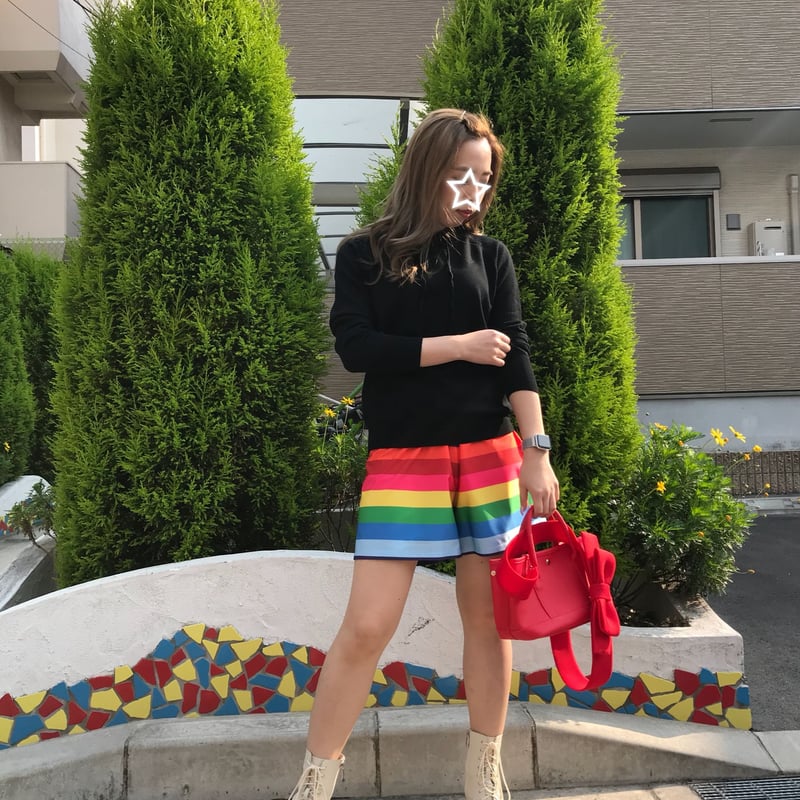 カプリシャスミー　capriciousmie サイドリボンバミューダパンツ 11-072 黒 バミューダパンツ フリー(M) | capriciousmie