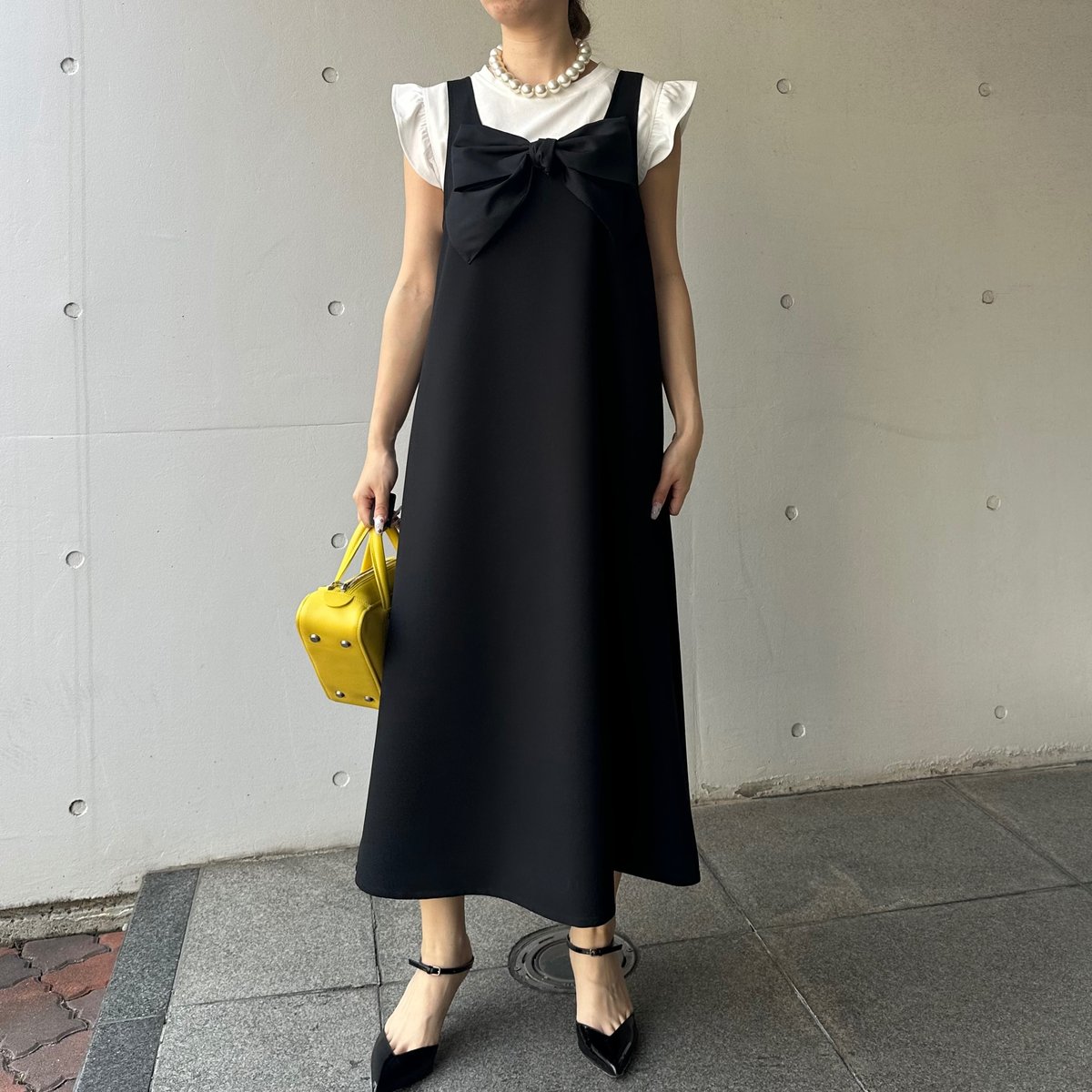 5-003 白×黒 袖フリルTシャツ ML セレクト商品 | capriciousmie