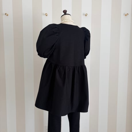 5-106   黒杢　半袖TOMOペプラムトップス　長め　ＸＬ