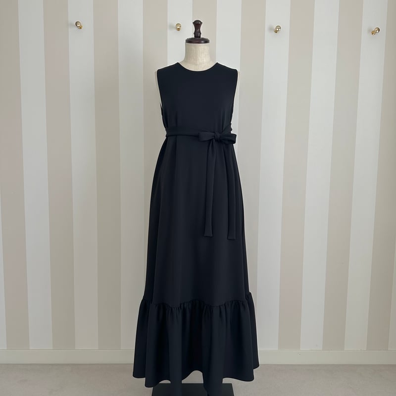 7-018 黒 リボンベルトワンピース M | capriciousmie