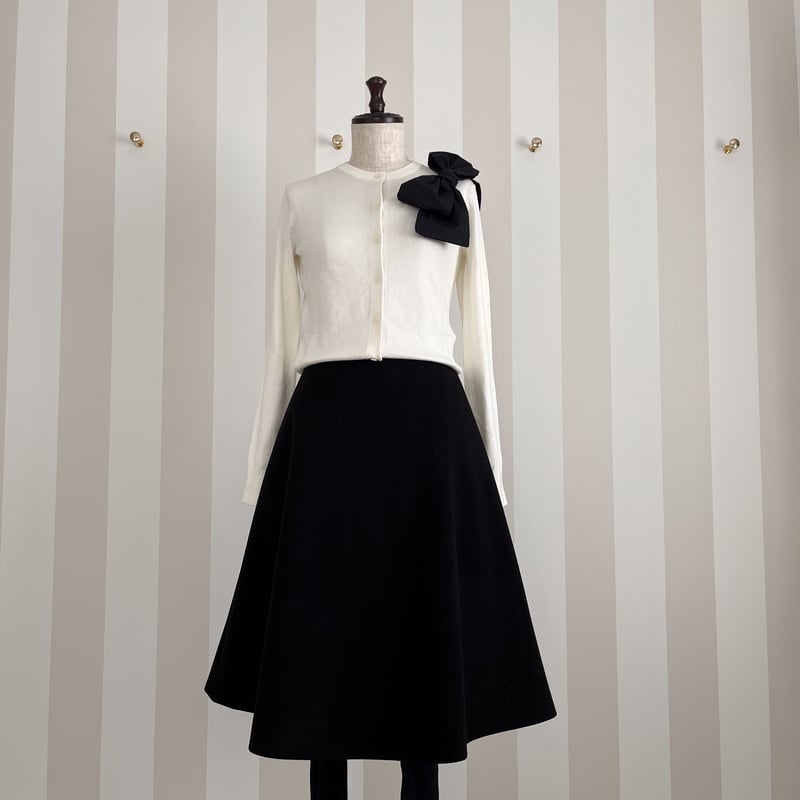 10-038 白×黒 リボンカーディガン フリー | capriciousmie 