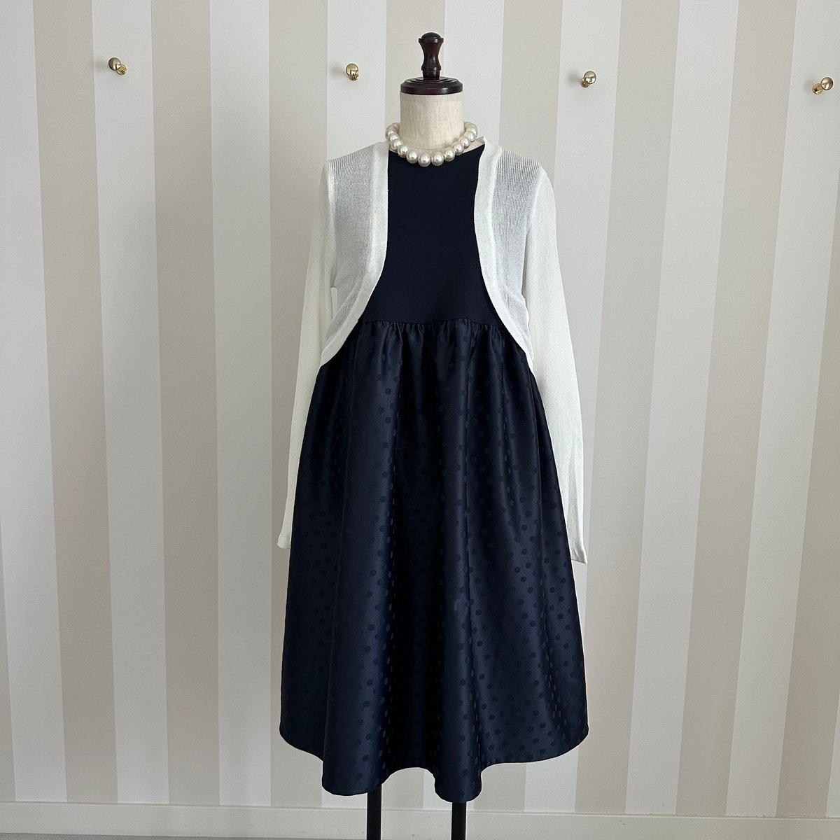 ★Cider★ コットン ドールカラー ミニワンピース 関税送料込 8-040 ネイビー×ドット ドールワンピース L | capriciousmie