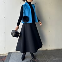 12-035    黒ボンディング　フレアスカート　ロング　ファスナー　Ｌ