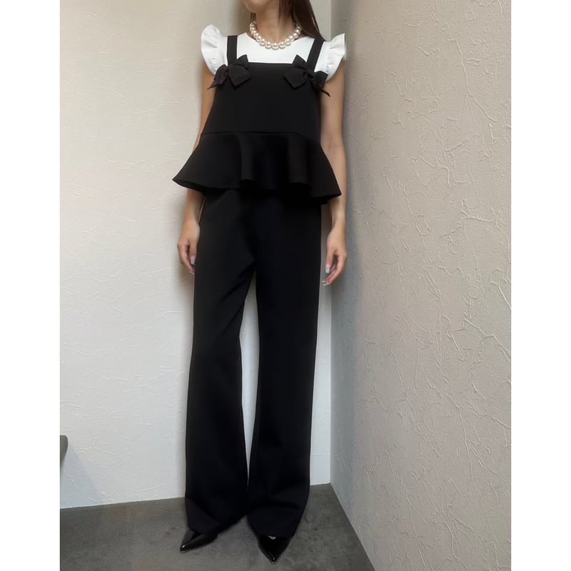 5-156 黒 リボンフリルベスト L | capriciousmie