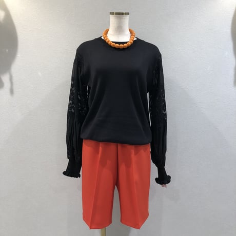 9-033  オレンジレッド　センタープレスハーフパンツ　フリーM