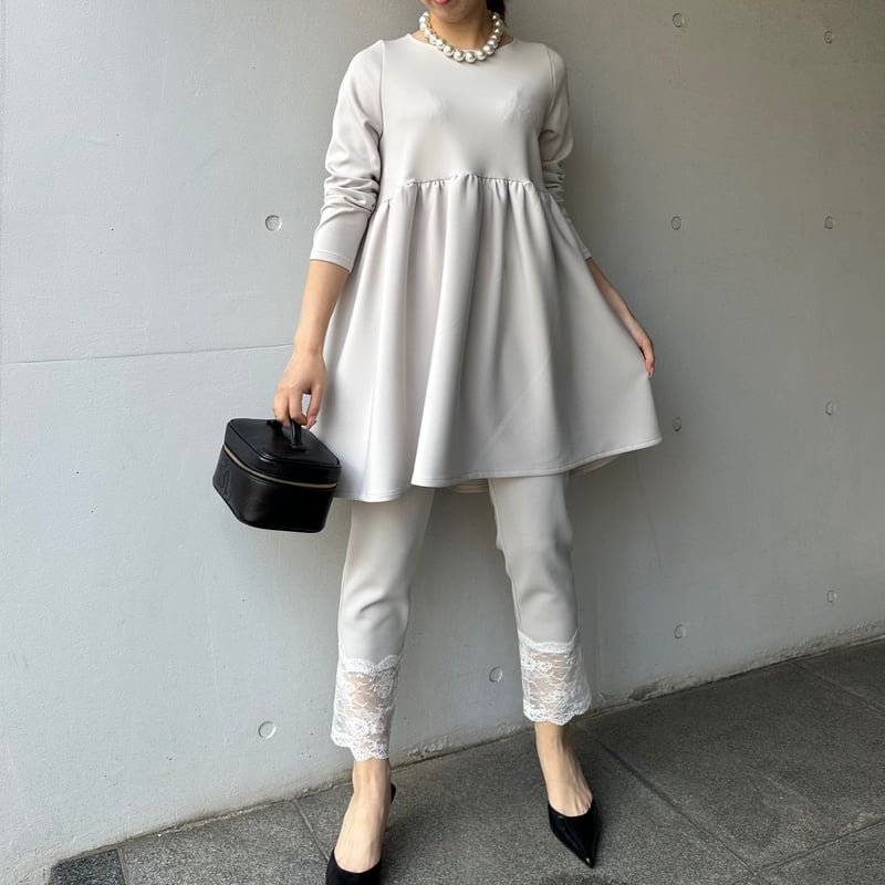 5-016 グレージュ レースレギンス フリー(M) | capriciousmie