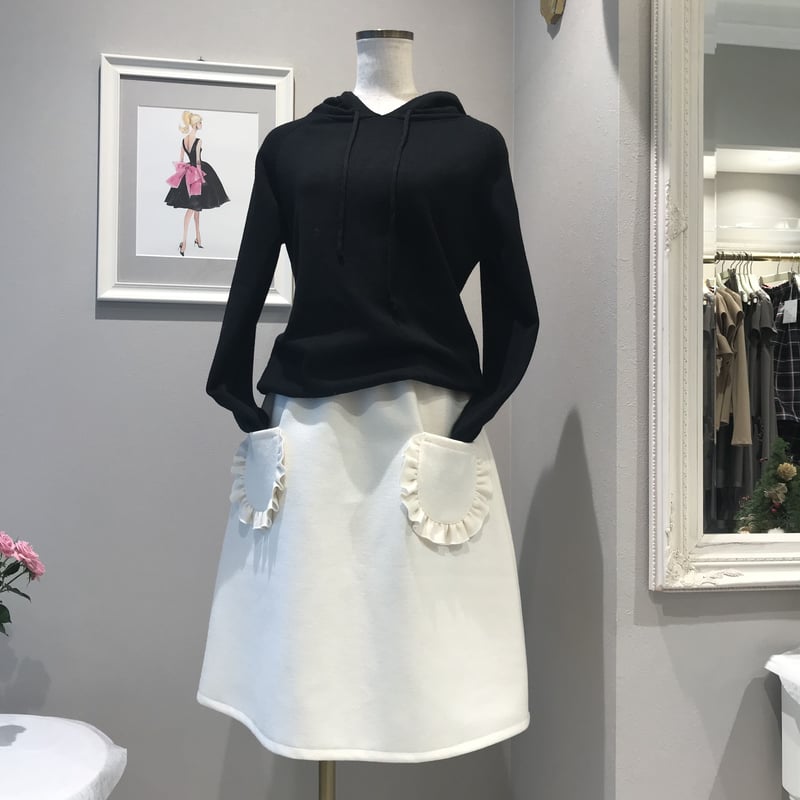 12-121 白ウール フリルポケットスカート フリー | capriciousmie