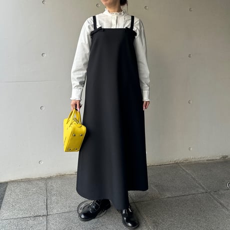 2-016    黒　Ｗミニリボンワンピース　ロング　Ｍ