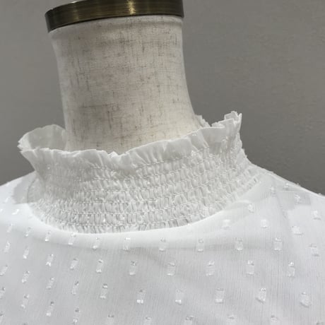 3-302  白ドット　ブラウス　フリー　セレクト商品
