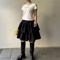 10-142   黒　Ｗフリルスカート　着丈57cm  フリー(Ｍ)