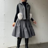 10-103      グレー　ティアードスカート　フリー(Ｍ〜Ｌ)