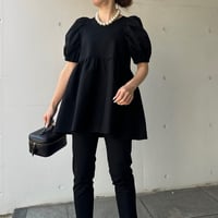 4-102   黒杢　半袖TOMOペプラムトップス　長め　ＸＬ