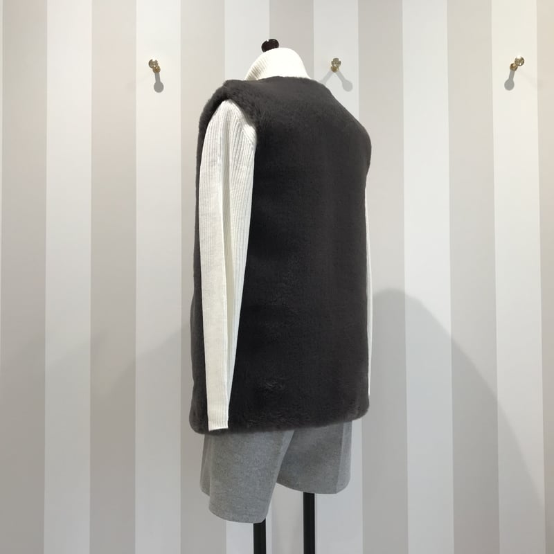 10-110 ダーク グレー エコファーベスト 長め フリー セレクト商品