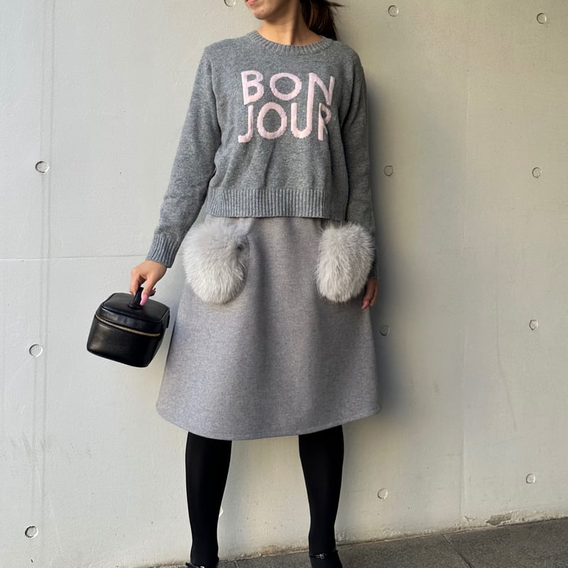 秋冬【新品】バスコ/圧縮ウール 腰ゴム レイド スカート/F/グレージュ 秋冬【新品】バスコ/圧縮ウール 腰ゴム レイド スカート/F/グレージュ