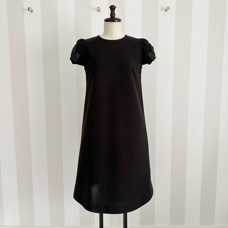 1-118      黒ウール風×黒リボン　CANDYワンピース　Ｌ