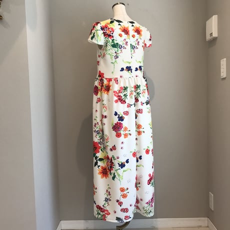 7-245  白花ニット　YAYAワンピース　キャップスリーブ　M