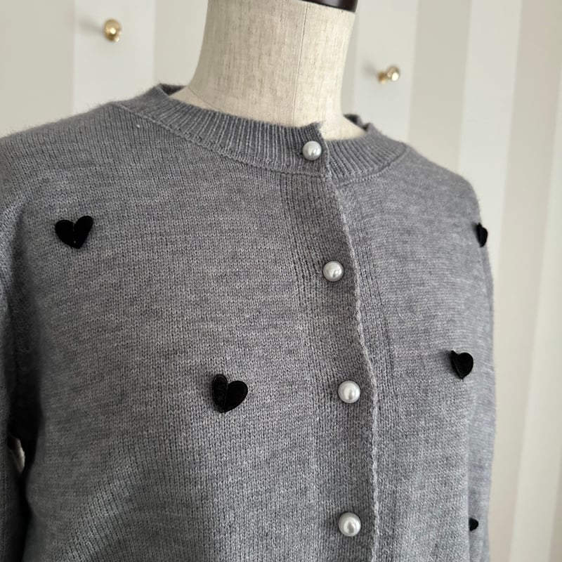 グレー ニットカーディガン S ハートモチーフ 9-122 グレー ハートカーディガン セレクト商品 フリー | capriciousmie