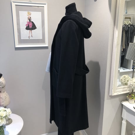 10-232  黒ウール　コート　フリー