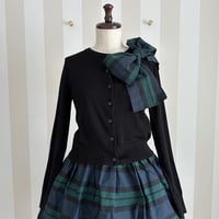 9-206     黒×グリーンチェック　リボンカーディガン　Ｍ