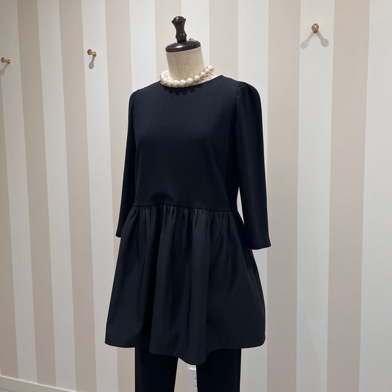 BORDERS at BALCONY Xペプラムトップス 七分袖 36 30%OFF☆4-156 黒 七分ペプラムトップス 長め M | capriciousmie