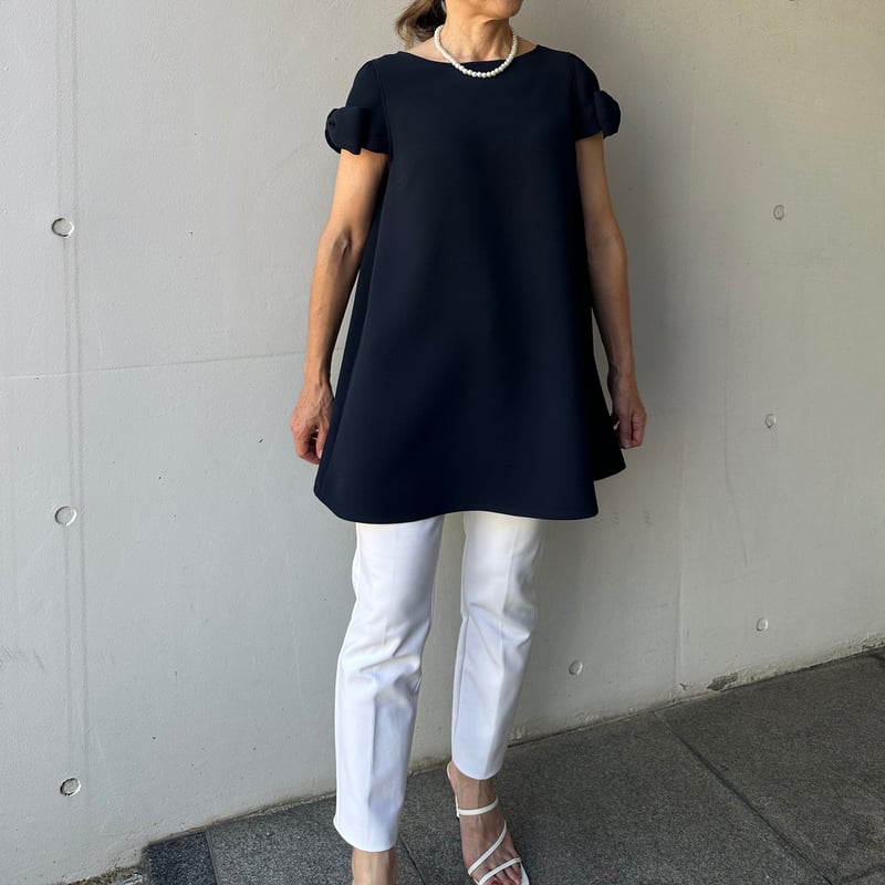 カプリシャスミー　リボン袖　半袖チュニック カプリシャスミー リボン袖 半袖チュニック