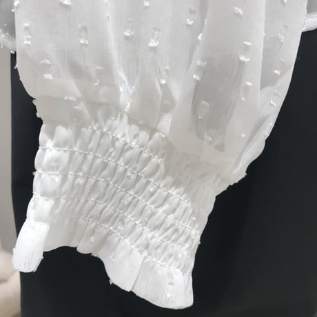3-302  白ドット　ブラウス　フリー　セレクト商品