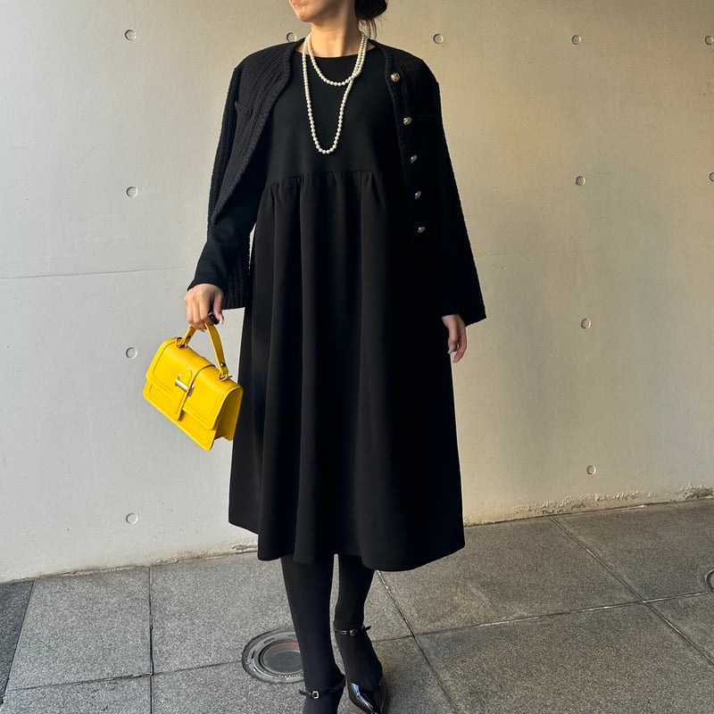 12-018 黒ウール 長袖ドールワンピース XL | capriciousmie