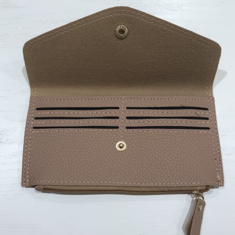 6-144   フラット長財布　ベージュ