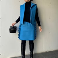 12-025     ブルーウール　サイドフリルスカート　ファスナー　フリー(Ｍ)