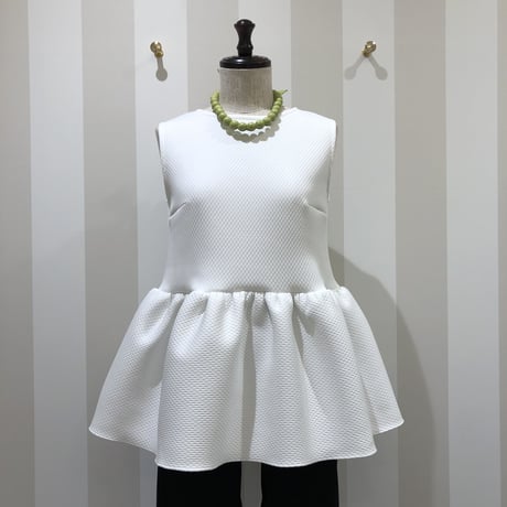 12-238   白×ボーダー　バックリボンペプラムトップス　Ｍ