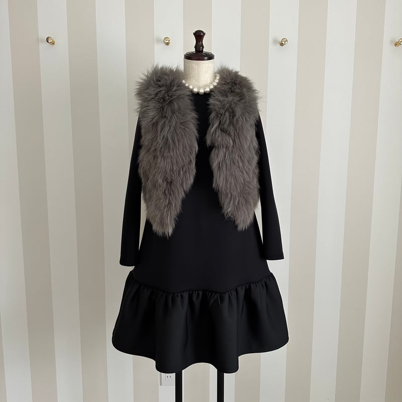 12-059 黒 長袖ホイップワンピース M | capriciousmie