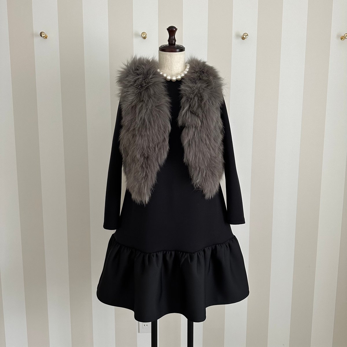 12-059 黒 長袖ホイップワンピース M | capriciousmie