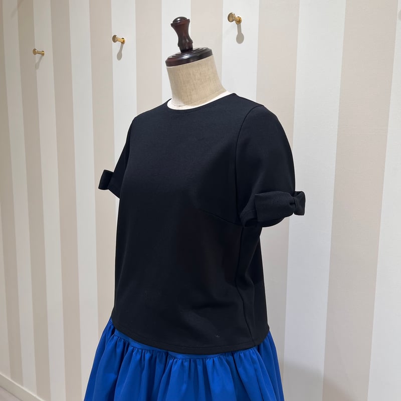 レディース CANNELLA 黒 半袖 トップス リボン付き
