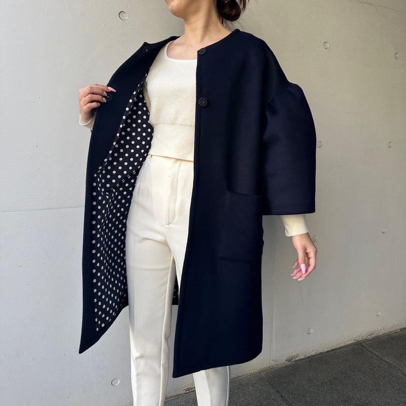 1-008 ネイビーウール×ドット MOMO フリー | capriciousmie