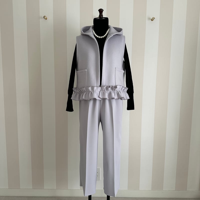 2-025 ラベンダー セミワイドクロップドパンツ フリー(M) | capriciousmie