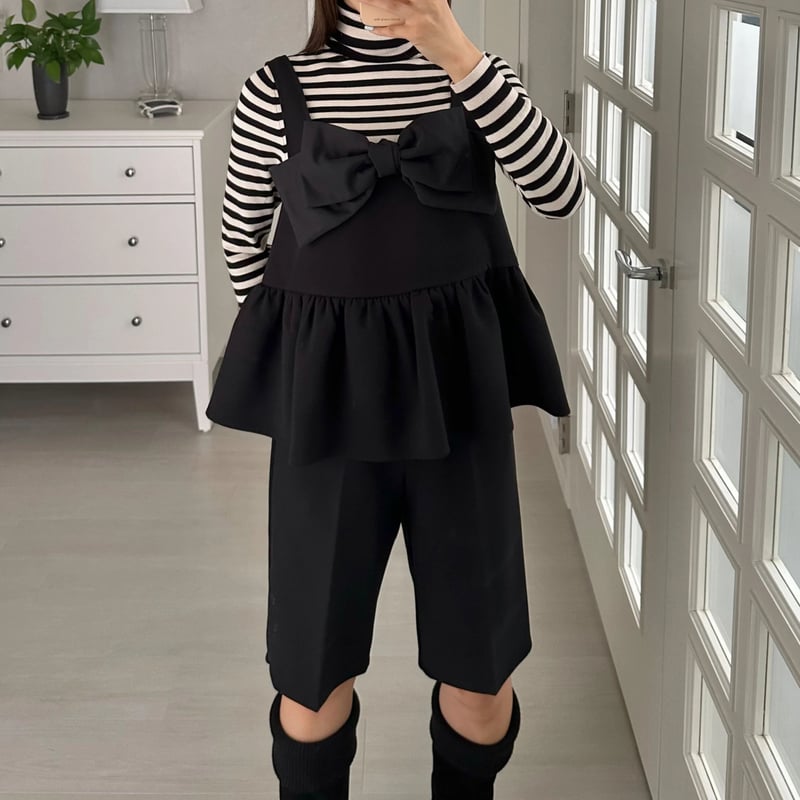 1-111 黒 バミューダパンツ フリー（L） | capriciousmie