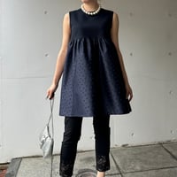 7-049    ネイビー×ドット　ドールチュニック　ＸＬ