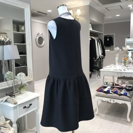 3-224  ブラックネイビー　ピンタックワンピース　SM