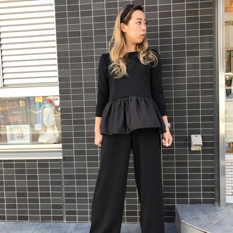 【新品未使用】 meing 黒 ペプラム ツイードトップス 2-043 黒 長袖ペプラムトップス M | capriciousmie