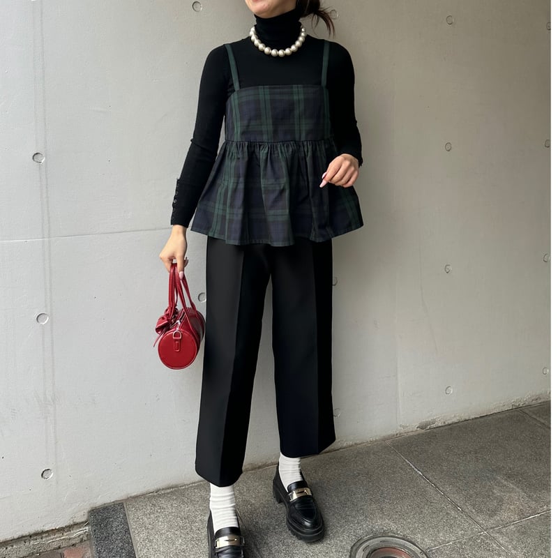 1-123 ブラックウォッチチェック キャミギャザーベスト M | capriciousmie