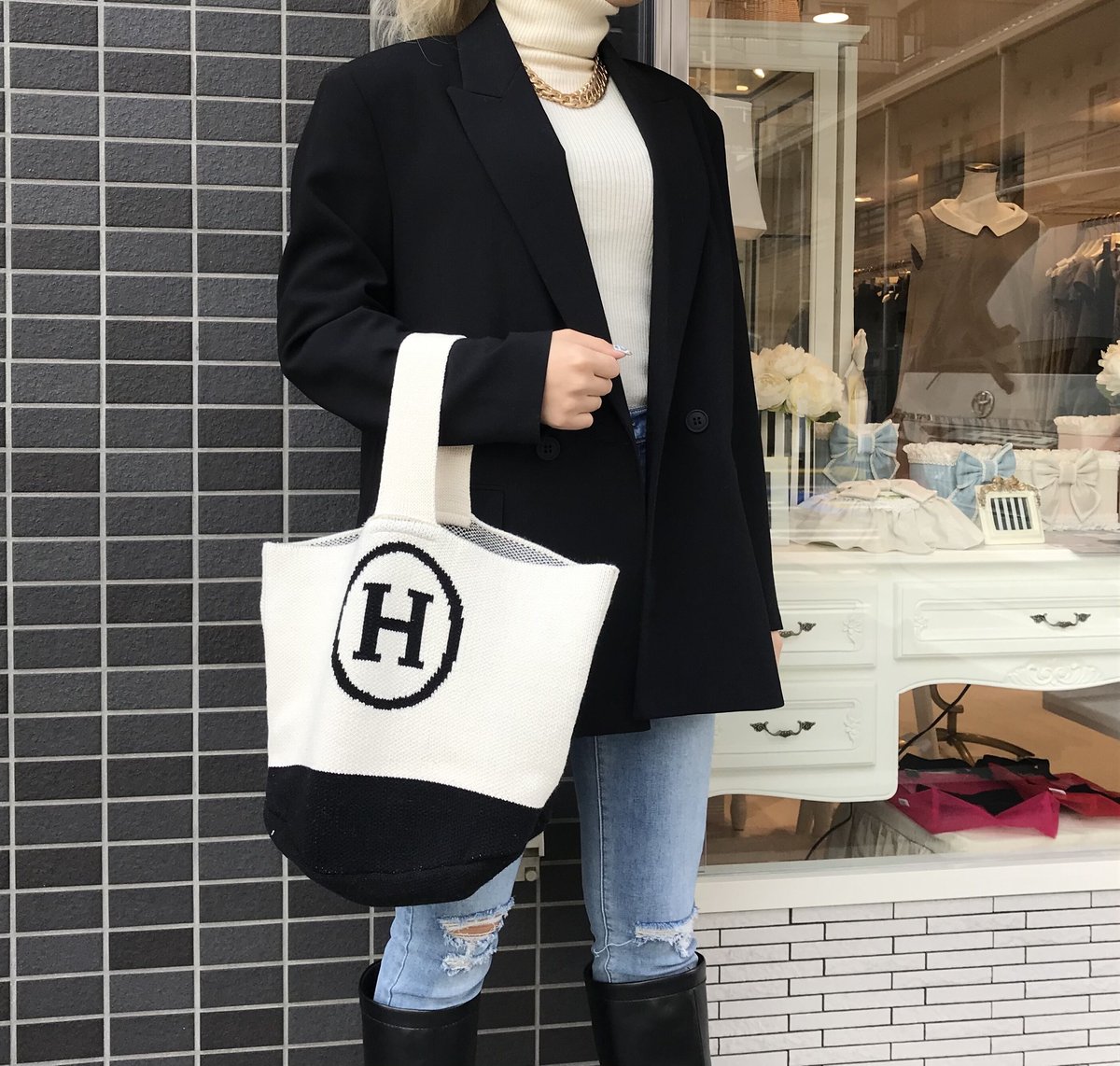 ワンショルニットトップス、トートバッグセット ワンショルダー | レディースファッション通販のグレイル(GRL)【公式】